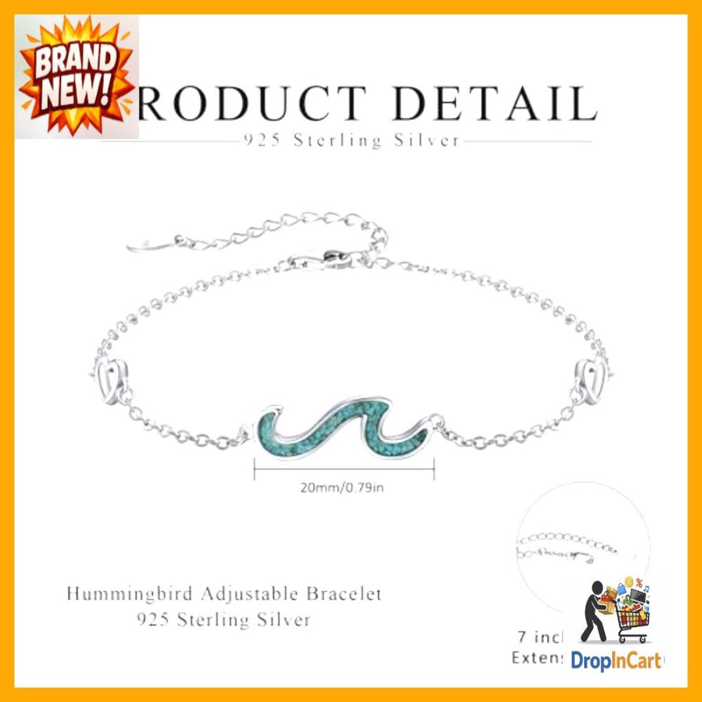 Sterling Silver Adjustable Bracelet Wave Design E… - image 3